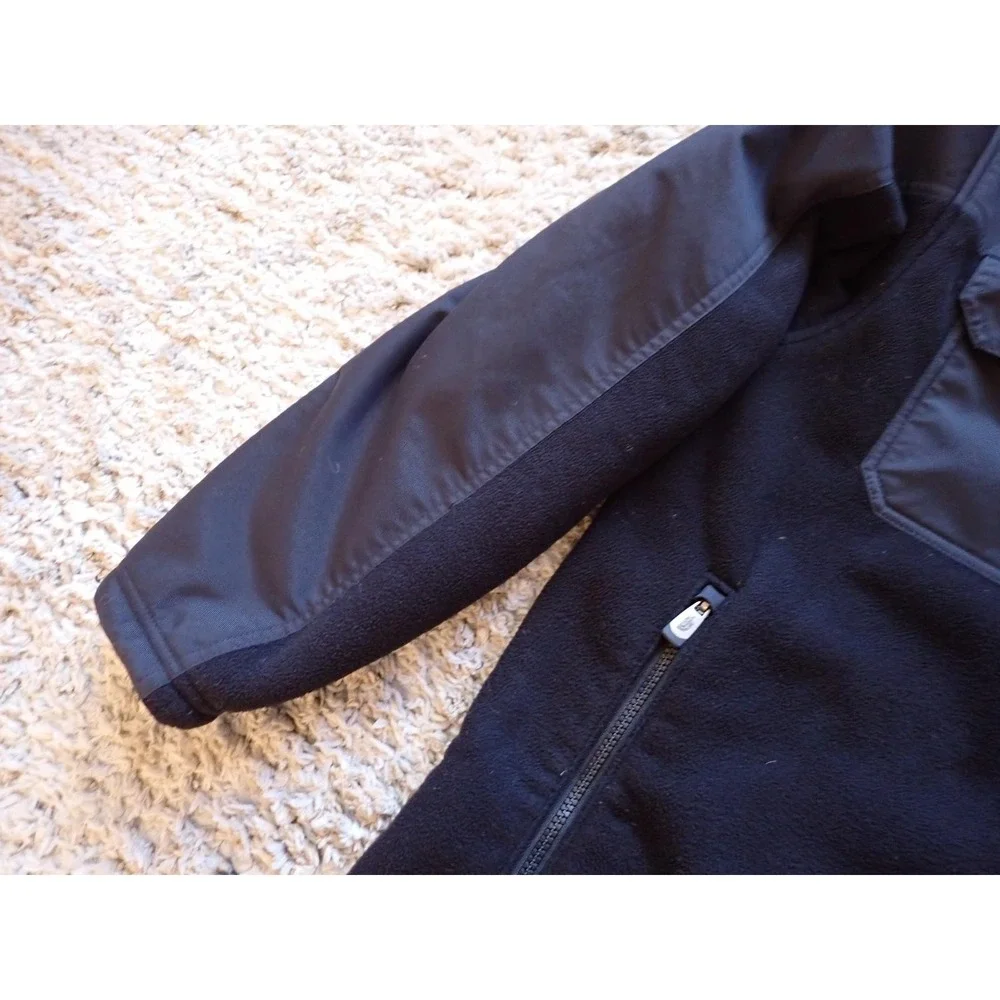 The North Face Fleece Jacket Mens Large Black Excellent Full Zip Utility Pocket